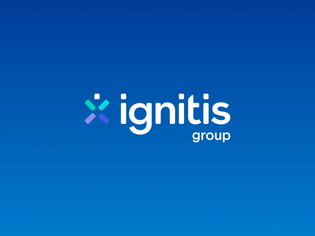 Logo der Ignitis Group in Weiss auf blauem Hintergrund
